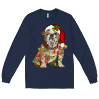 Navy Christmas english bulldog Long Sleeve Tee - BarkalooDesign