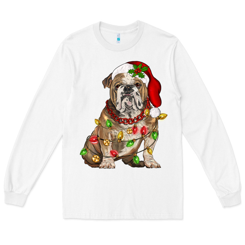 Christmas English Bulldog Long Sleeve Tee by BarkalooDesign | Teevron