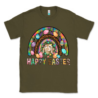 Army Green Happy Easter Rainbow Classic Tee - BundleAndBundleShop