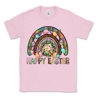 Bubblegum Pink Happy Easter Rainbow Classic Tee - BundleAndBundleShop