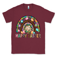Burgundy Happy Easter Rainbow Classic Tee - BundleAndBundleShop