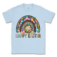 Dusty Blue Happy Easter Rainbow Classic Tee - BundleAndBundleShop