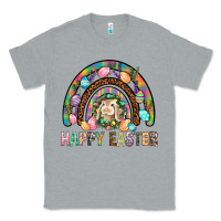 Heather Grey Happy Easter Rainbow Classic Tee - BundleAndBundleShop