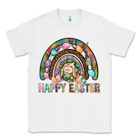 White Happy Easter Rainbow Classic Tee - BundleAndBundleShop