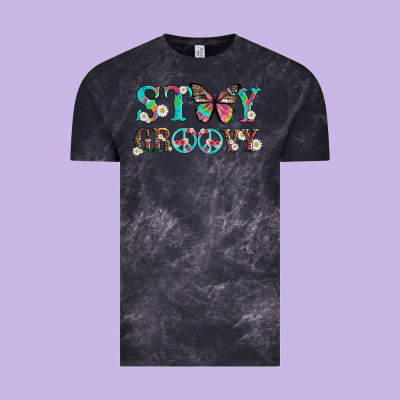 Stay Groovy With Butterfly Peace Sign And Flowers Vintage Tee Designed By Artiststas