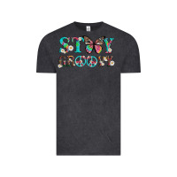 Vintage Black stay groovy with butterfly peace sign and flowers Vintage Tee - Artiststas
