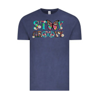 Vintage Denim stay groovy with butterfly peace sign and flowers Vintage Tee - Artiststas
