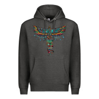 Charcoal Heather aztec serape thunderbird Premium Hoodie - RanaPortraitStore