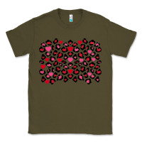 Army Green valentines day leopard and heart background Classic Tee - FaDigitalArtStudio