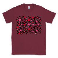 Burgundy valentines day leopard and heart background Classic Tee - FaDigitalArtStudio