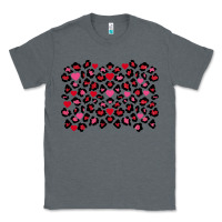 Charcoal Heather valentines day leopard and heart background Classic Tee - FaDigitalArtStudio