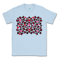Dusty Blue valentines day leopard and heart background Classic Tee - FaDigitalArtStudio