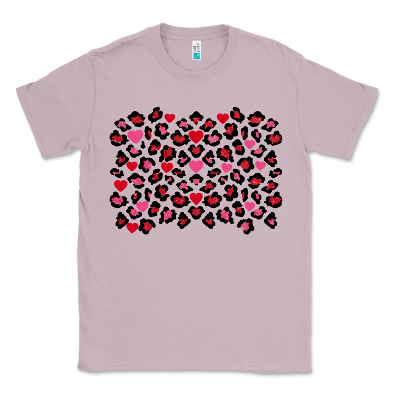Valentines Day Leopard And Heart Background Classic Tee by FaDigitalArtStudio | Teevron