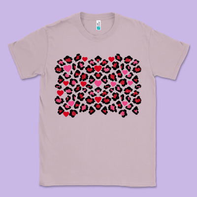 Valentines Day Leopard And Heart Background Classic Tee Designed By Fadigitalartstudio