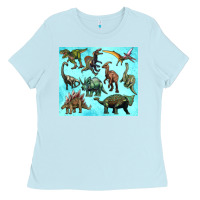 Baby Blue dinosaurs tumbler Ladies Tee - Artiststas