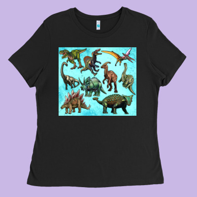 Dinosaurs Tumbler Ladies Tee Designed By Artiststas