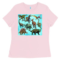 Bubblegum Pink dinosaurs tumbler Ladies Tee - Artiststas