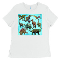 White dinosaurs tumbler Ladies Tee - Artiststas