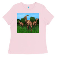 Bubblegum Pink parasaurolophus Ladies Tee - Artiststas
