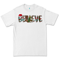 White Believe Christmas Premium Tee - CowhideDigitalArt