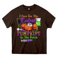Chocolate Brown i care for the cutest pumpkins in the patch Heavy Core Tee - BundleAndBundleShop