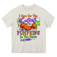 Cream i care for the cutest pumpkins in the patch Heavy Core Tee - BundleAndBundleShop