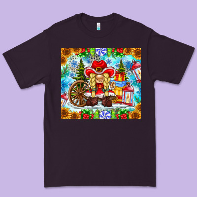 Christmas Cowboy Gnome Premium Tee Designed By Cowhidedigitalart
