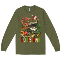 Army Green Christmas Louisiana Long Sleeve Tee - BarkalooDesign