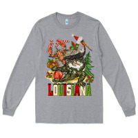 Heather Grey Christmas Louisiana Long Sleeve Tee - BarkalooDesign