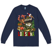 Navy Christmas Louisiana Long Sleeve Tee - BarkalooDesign
