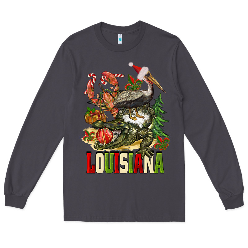 Christmas Louisiana Long Sleeve Tee by BarkalooDesign | Teevron