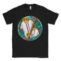 Black baseball with sunflower round earrings Classic Tee - BundleAndBundleShop