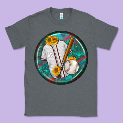 Baseball With Sunflower Round Earrings Classic Tee Designed By Bundleandbundleshop