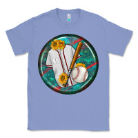 Colony Blue baseball with sunflower round earrings Classic Tee - BundleAndBundleShop