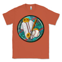 Copper baseball with sunflower round earrings Classic Tee - BundleAndBundleShop