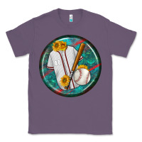 Lavender baseball with sunflower round earrings Classic Tee - BundleAndBundleShop