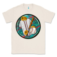 Natural baseball with sunflower round earrings Classic Tee - BundleAndBundleShop