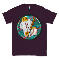 Plum baseball with sunflower round earrings Classic Tee - BundleAndBundleShop