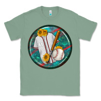 Sage baseball with sunflower round earrings Classic Tee - BundleAndBundleShop
