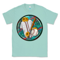 Seafoam baseball with sunflower round earrings Classic Tee - BundleAndBundleShop