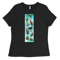 Black dinosaurs pen wrap Ladies Tee - Artiststas
