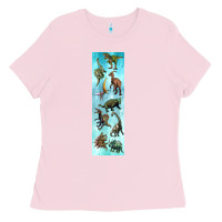 Bubblegum Pink dinosaurs pen wrap Ladies Tee - Artiststas