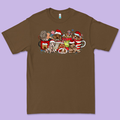 Christmas Dog Coffee Premium Tee Designed By Cowhidedigitalart