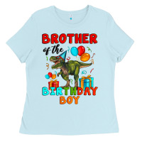 Baby Blue brother of the birthday boy t rex Ladies Tee - Artiststas