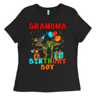 Black grandma of the birthday boy t rex Ladies Tee - Artiststas