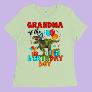 Grandma Of The Birthday Boy T Rex Ladies Tee Designed By Artiststas