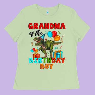 Grandma Of The Birthday Boy T Rex Ladies Tee Designed By Artiststas