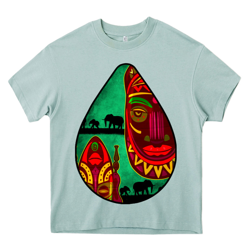 African Masks Teardrop  3 Heavy Core Tee by BundleAndBundleShop | Teevron