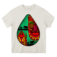 Cream african masks teardrop  3 Heavy Core Tee - BundleAndBundleShop