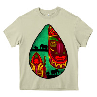 Mossy african masks teardrop  3 Heavy Core Tee - BundleAndBundleShop